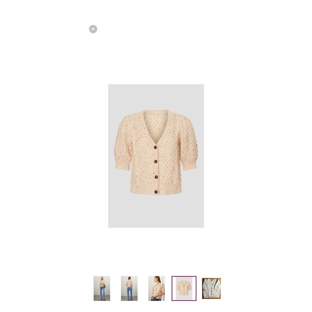 RAILS Isla Cardigan Sweater Short Puff Sleeve Cream Confetti Medium Wool Blend - Picture 5 of 8